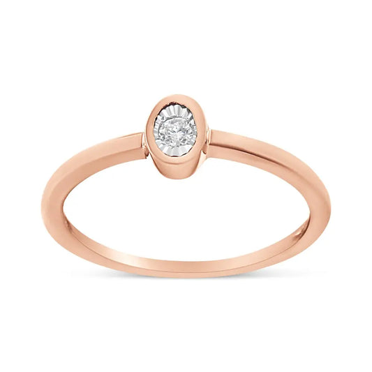 14k Rose Gold Plated.925 Sterling Silver 1/20 Cttw Miracle Set Diamond Ring (j-k Color I1-i2 Clarity) - Fine Jewelry