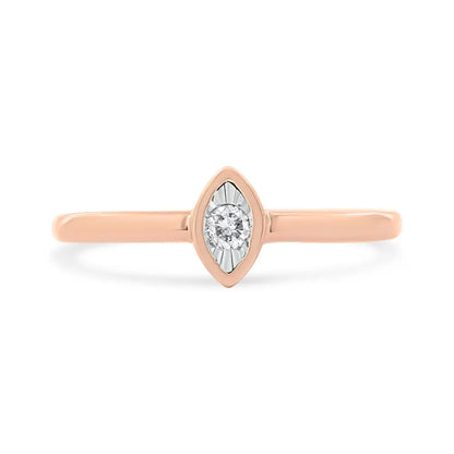 14k Rose Gold Plated.925 Sterling Silver Miracle Set Diamond Accent Pear Shape Promise Ring (j-k Color I1-i2 Clarity)