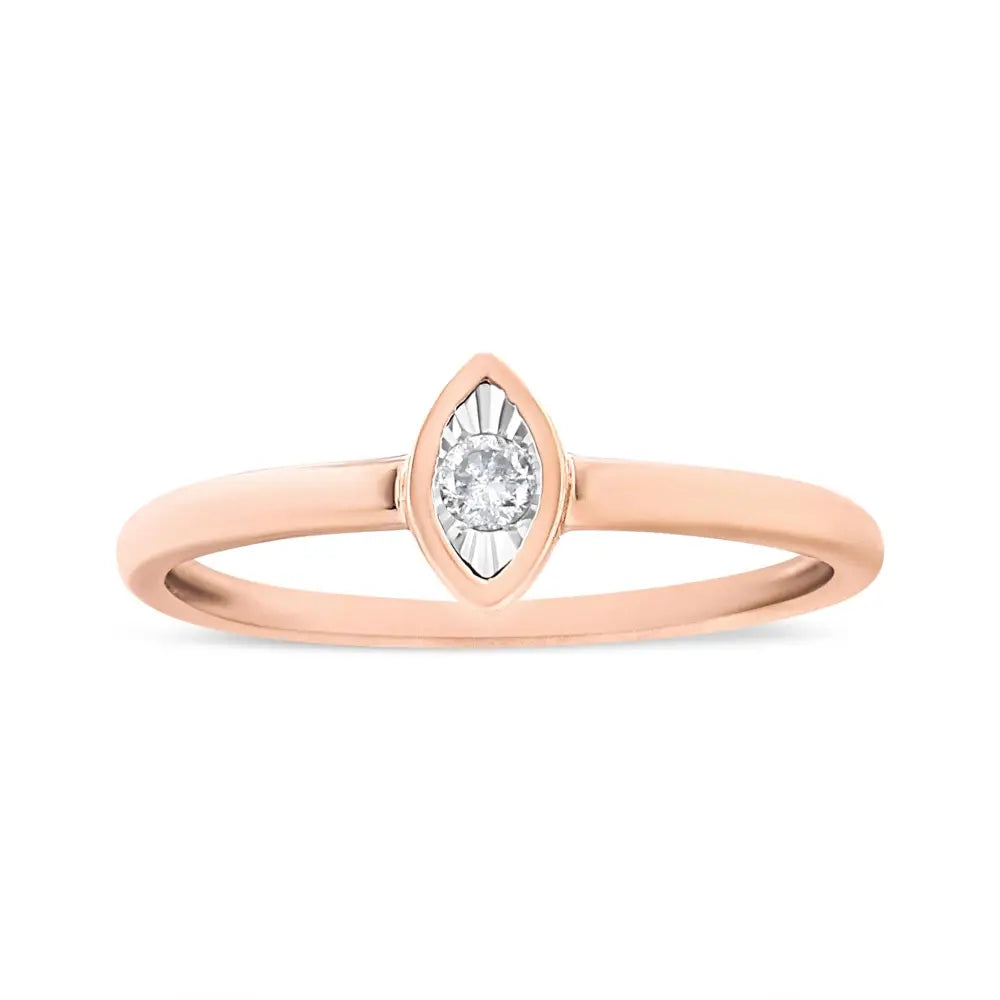 14k Rose Gold Plated.925 Sterling Silver Miracle Set Diamond Accent Pear Shape Promise Ring (j-k Color I1-i2 Clarity)