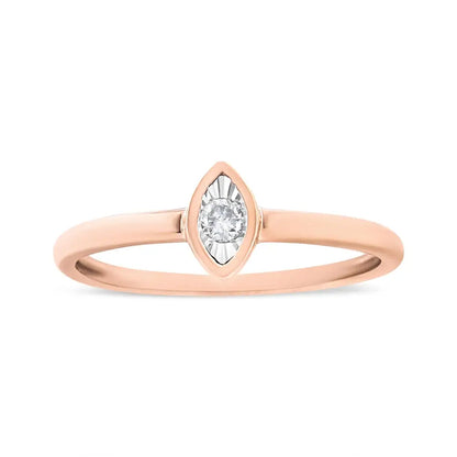 14k Rose Gold Plated.925 Sterling Silver Miracle Set Diamond Accent Pear Shape Promise Ring (j-k Color I1-i2 Clarity)