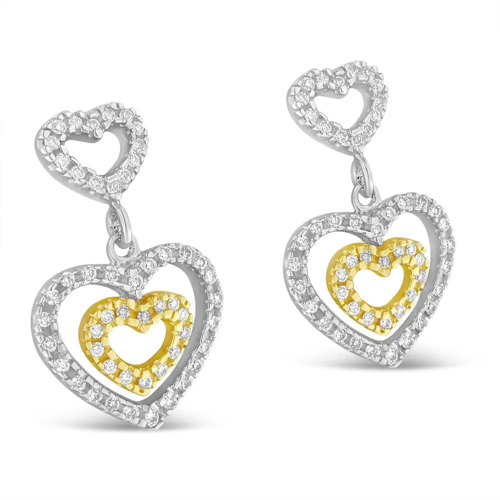 14k Two Toned 1/2 Cttw Round Cut Diamond Earrings (h-i Si1-si2) - Fine Jewelry us Direct