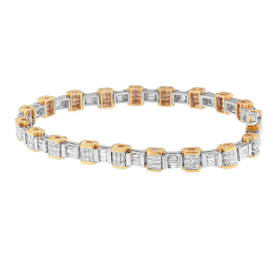 14k Two Toned Baguette and Princess-cut Diamond Bracelet (3.25 Cttw H-i Color Si1-si2 Clarity) - Fine Jewelry us Direct