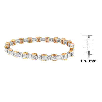 14k Two Toned Baguette and Princess-cut Diamond Bracelet (3.25 Cttw H-i Color Si1-si2 Clarity) - Fine Jewelry us Direct