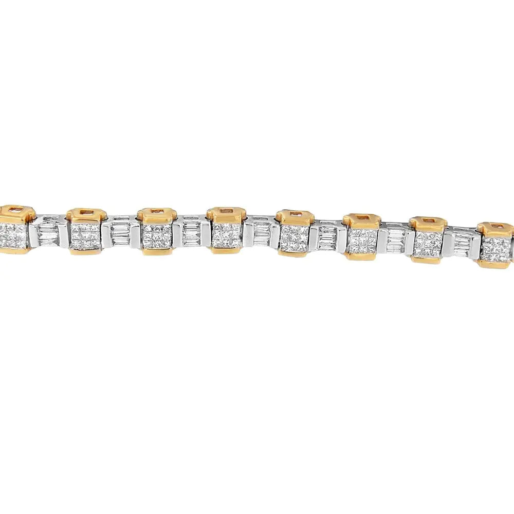 14k Two Toned Baguette and Princess-cut Diamond Bracelet (3.25 Cttw H-i Color Si1-si2 Clarity) - Fine Jewelry us Direct