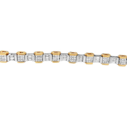 14k Two Toned Baguette and Princess-cut Diamond Bracelet (3.25 Cttw H-i Color Si1-si2 Clarity) - Fine Jewelry us Direct