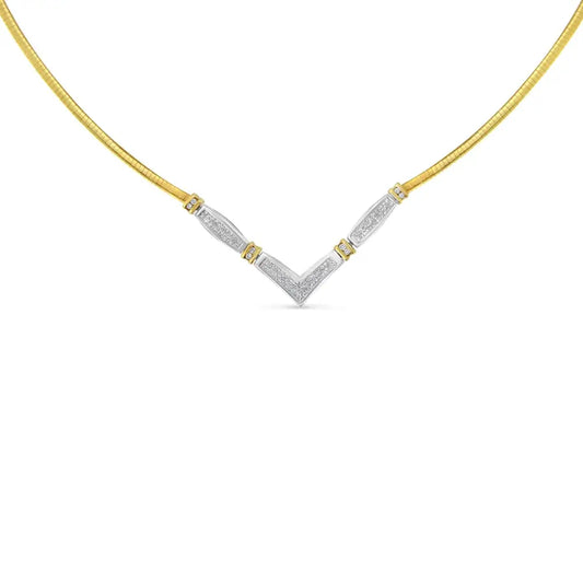 14k Two-toned Gold 1 Cttw Diamond Chevron ?V’ Necklace (h-i Si1-si2) - Fine Jewelry us Direct