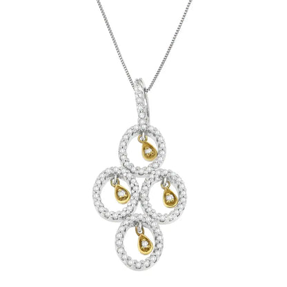 14k Two- Toned Gold 2/5 Cttw Round Diamond Pendant Necklace (h-i I1-i2) - Fine Jewelry us Direct