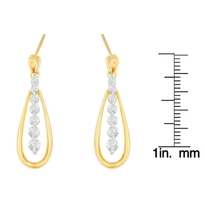 14k Two Toned Gold Dangling Diamond Drop Earrings (1.00cttw H-i Color,si1-si2 Clarity) - Fine Jewelry us Direct