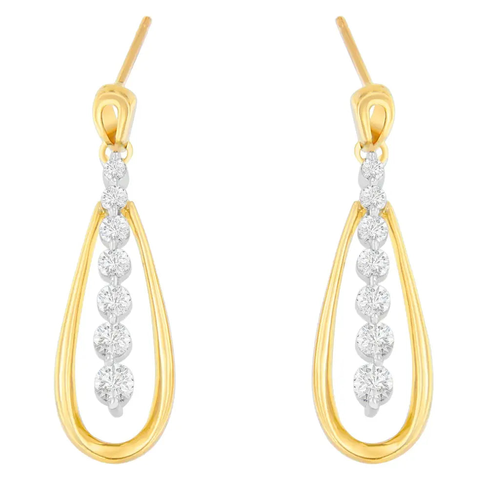 14k Two Toned Gold Dangling Diamond Drop Earrings (1.00cttw H-i Color,si1-si2 Clarity) - Fine Jewelry us Direct