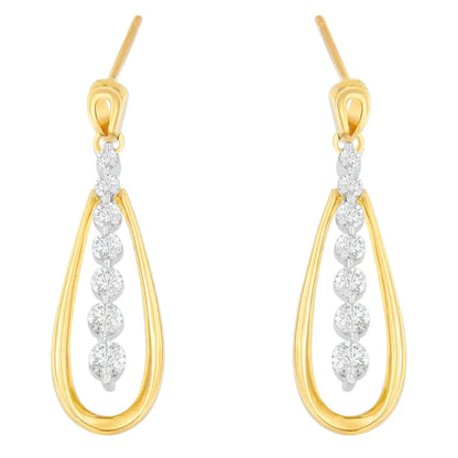 14k Two Toned Gold Dangling Diamond Drop Earrings (1.00cttw H-i Color,si1-si2 Clarity) - Fine Jewelry us Direct