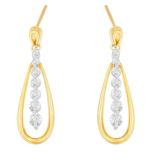 14k Two Toned Gold Dangling Diamond Drop Earrings (1.00cttw H-i Color,si1-si2 Clarity) - Fine Jewelry us Direct