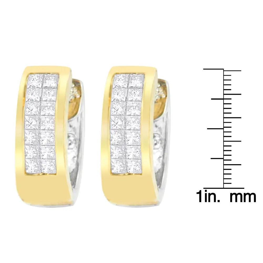 14k Two-toned Gold Round and Princess Cut Diamond Earrings (h-i Si1-si2) - Fine Jewelry us Direct