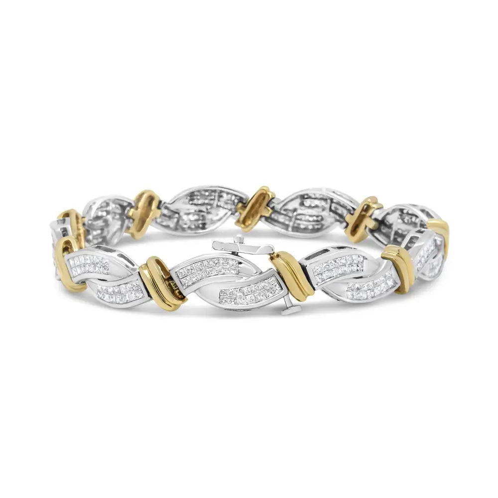 14k Two-toned Princess-cut Diamond Bracelet (4 Cttw H-i Color Si2-i1 Clarity) - Fine Jewelry us Direct