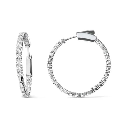 14k White Gold 1.0 Carat Inside out Lab-grown Diamond Fashion Hoop Earrings (f-g Color Vs1-vs2 Clarity) - Fine Jewelry