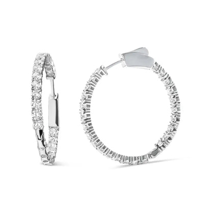 14k White Gold 1.0 Carat Inside out Lab-grown Diamond Fashion Hoop Earrings (f-g Color Vs1-vs2 Clarity) - Fine Jewelry