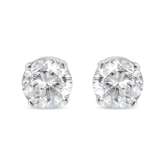 14k White Gold 1.0 Cttw 4-prong Set Brilliant Round-cut Solitaire Lab Grown Diamond Push Back Stud Earrings (e-f Color