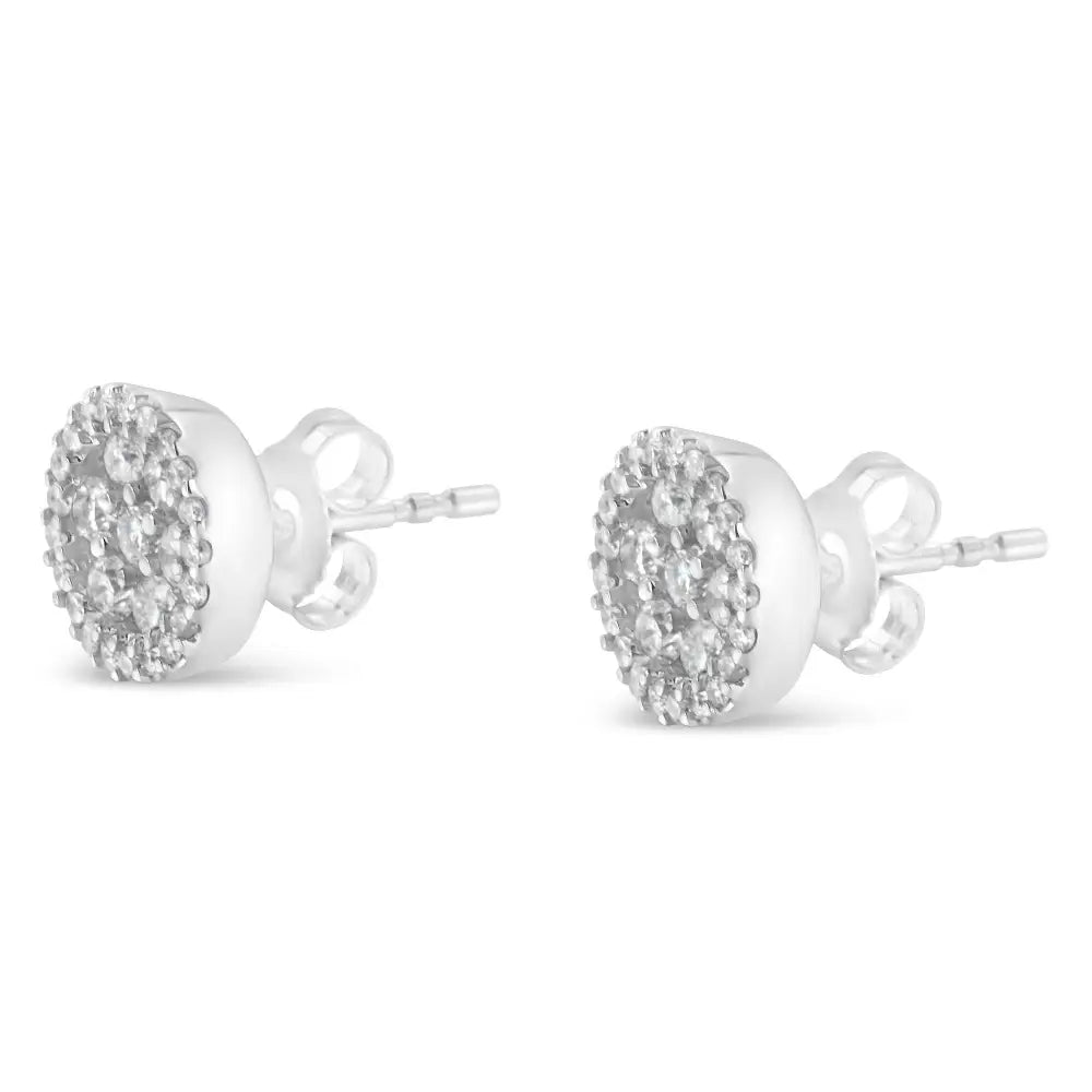 14k White Gold 1.0 Cttw Brilliant-cut Diamond Halo-style Cluster Round Button Stud Earrings (h-i Color I1-i2 Clarity)