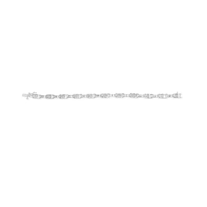 14k White Gold 1.0 Cttw Invisible Set Princess Diamond Alternating Link Tennis Bracelet (i-j Color I1-i2 Clarity)