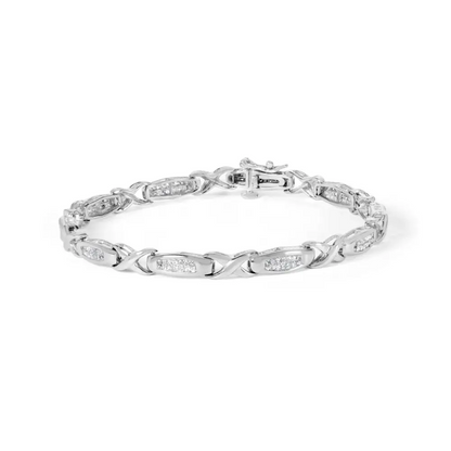 14k White Gold 1.0 Cttw Invisible-set Princess Diamond Tennis Bracelet (h-i Color Si1-si2 Clarity) - 7’’ - Fine