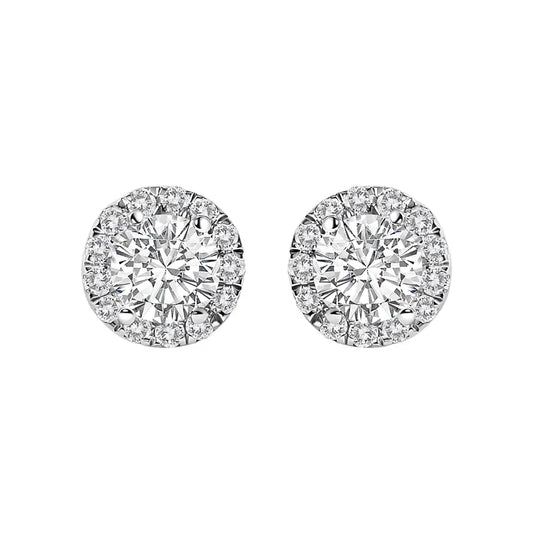 14k White Gold 1.0 Cttw Lab-grown Diamond Halo Stud Earring (f-g Color Vs1-vs2 Clarity) - Fine Jewelry us Direct