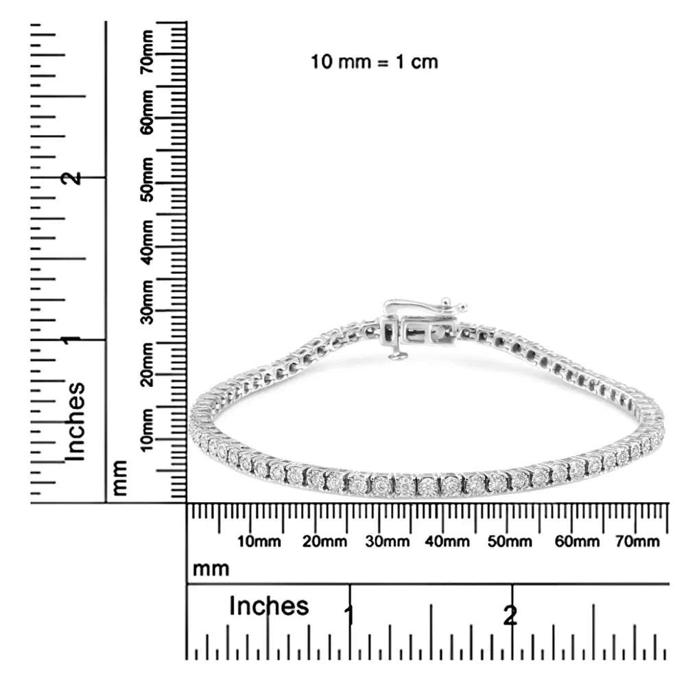 14k White Gold 1.0 Cttw Miracle Set Round-cut Lab Grown Diamond Illusion Tennis Bracelet (f-g Color Vs2-si1 Clarity)