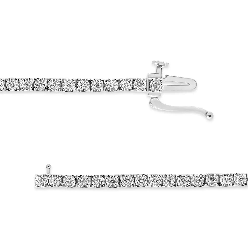 14k White Gold 1.0 Cttw Miracle Set Round-cut Lab Grown Diamond Illusion Tennis Bracelet (f-g Color Vs2-si1 Clarity)