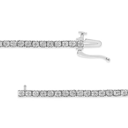 14k White Gold 1.0 Cttw Miracle Set Round-cut Lab Grown Diamond Illusion Tennis Bracelet (f-g Color Vs2-si1 Clarity)