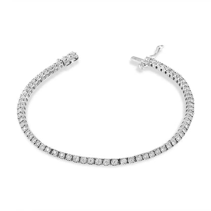 14k White Gold 1.0 Cttw Miracle Set Round-cut Lab Grown Diamond Illusion Tennis Bracelet (f-g Color Vs2-si1 Clarity)