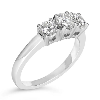 14k White Gold 1.0 Cttw Round Lab Grown Diamond 3 Stone Ring (f-g Color Vs1-vs2 Clarity) - Fine Jewelry us Direct