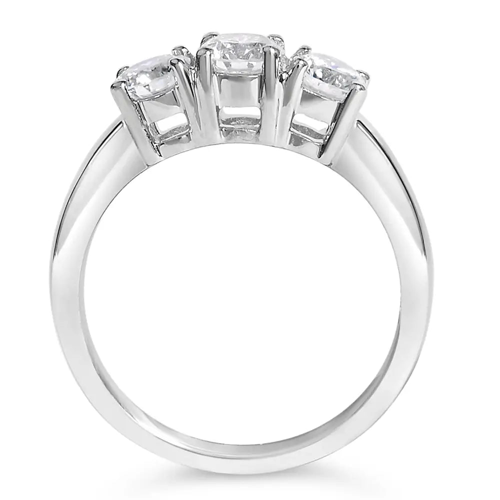 14k White Gold 1.0 Cttw Round Lab Grown Diamond 3 Stone Ring (f-g Color Vs1-vs2 Clarity) - Fine Jewelry us Direct