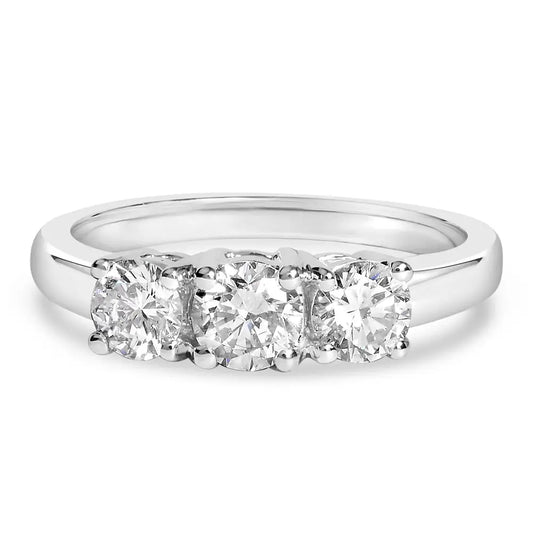 14k White Gold 1.0 Cttw Round Lab Grown Diamond 3 Stone Ring (f-g Color Vs1-vs2 Clarity) - Fine Jewelry us Direct