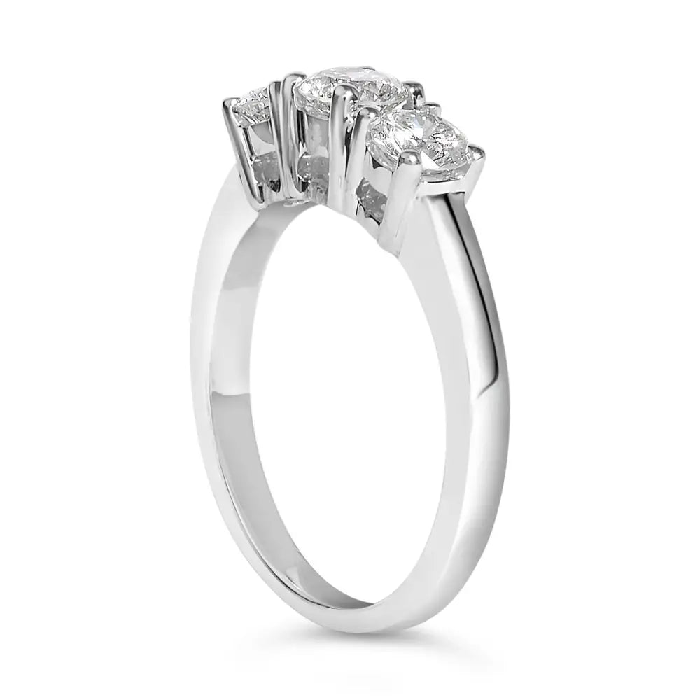 14k White Gold 1.0 Cttw Round Lab Grown Diamond 3 Stone Ring (f-g Color Vs1-vs2 Clarity) - Fine Jewelry us Direct