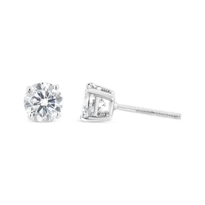 14k White Gold 1.00 Cttw Round Brilliant-cut Diamond Classic 4-prong Stud Earrings with Screw Backs (h-i Color I1-i2