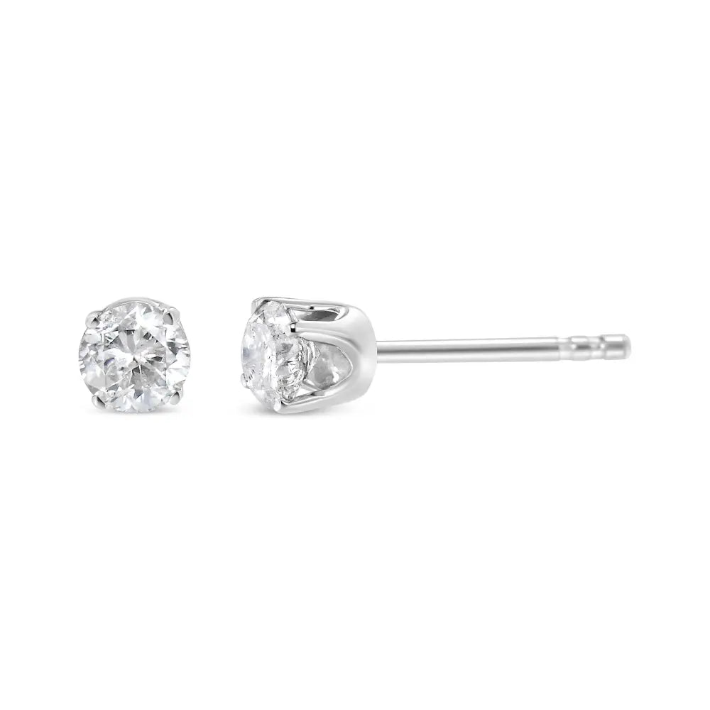 14k White Gold 1.00 Cttw Round Brilliant-cut Near Colorless Diamond Classic 4-prong Stud Earrings (j-k Color I2-i3