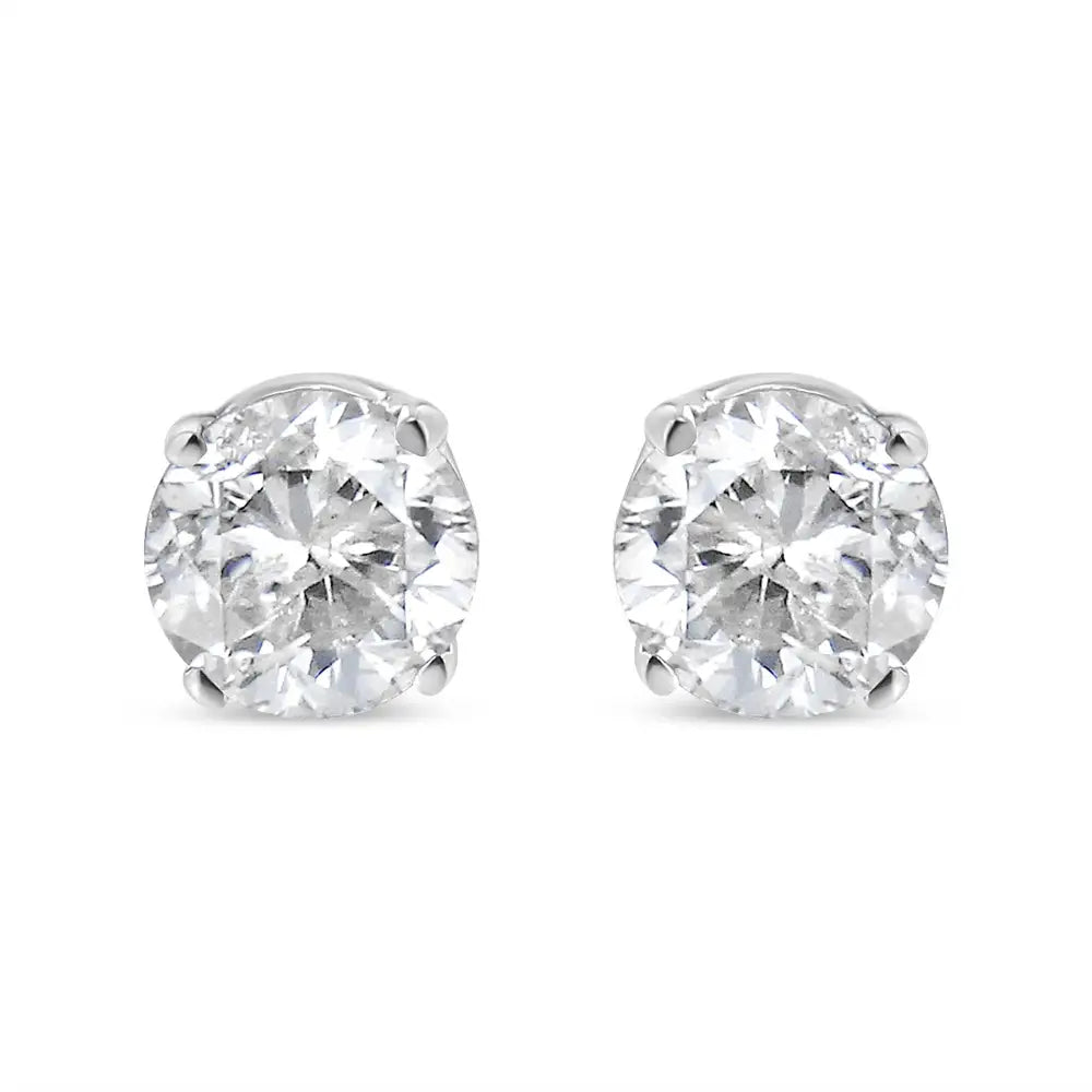 14k White Gold 1.00 Cttw Round Brilliant-cut Near Colorless Diamond Classic 4-prong Stud Earrings (j-k Color I2-i3