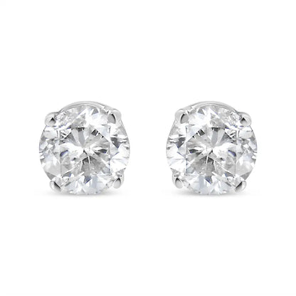 14k White Gold 1.00 Cttw Round Brilliant-cut Near Colorless Diamond Classic 4-prong Stud Earrings (j-k Color I2-i3