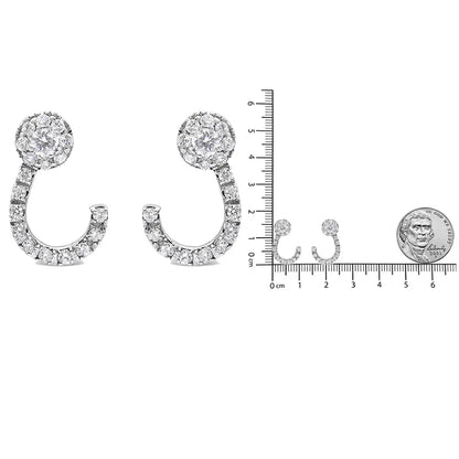 14k White Gold 1.00 Cttw Round-cut Diamond Curved Cluster Drop Stud Earrings (g-h Color Si1-si2 Clarity) - Fine Jewelry