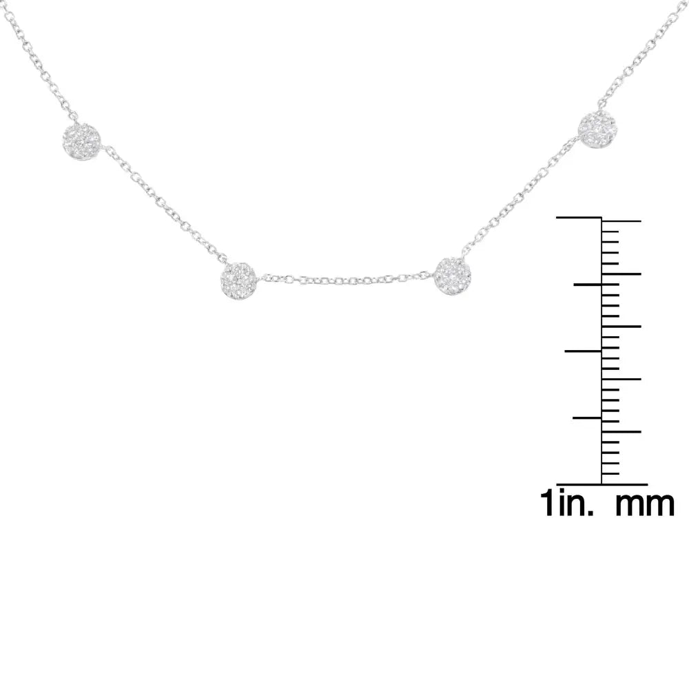 14k White Gold 1 1/10 Cttw Diamond Floral Cluster 4 Station Adjustable 16-18 Inch Necklace (h-i Color Si2-i1 Clarity)