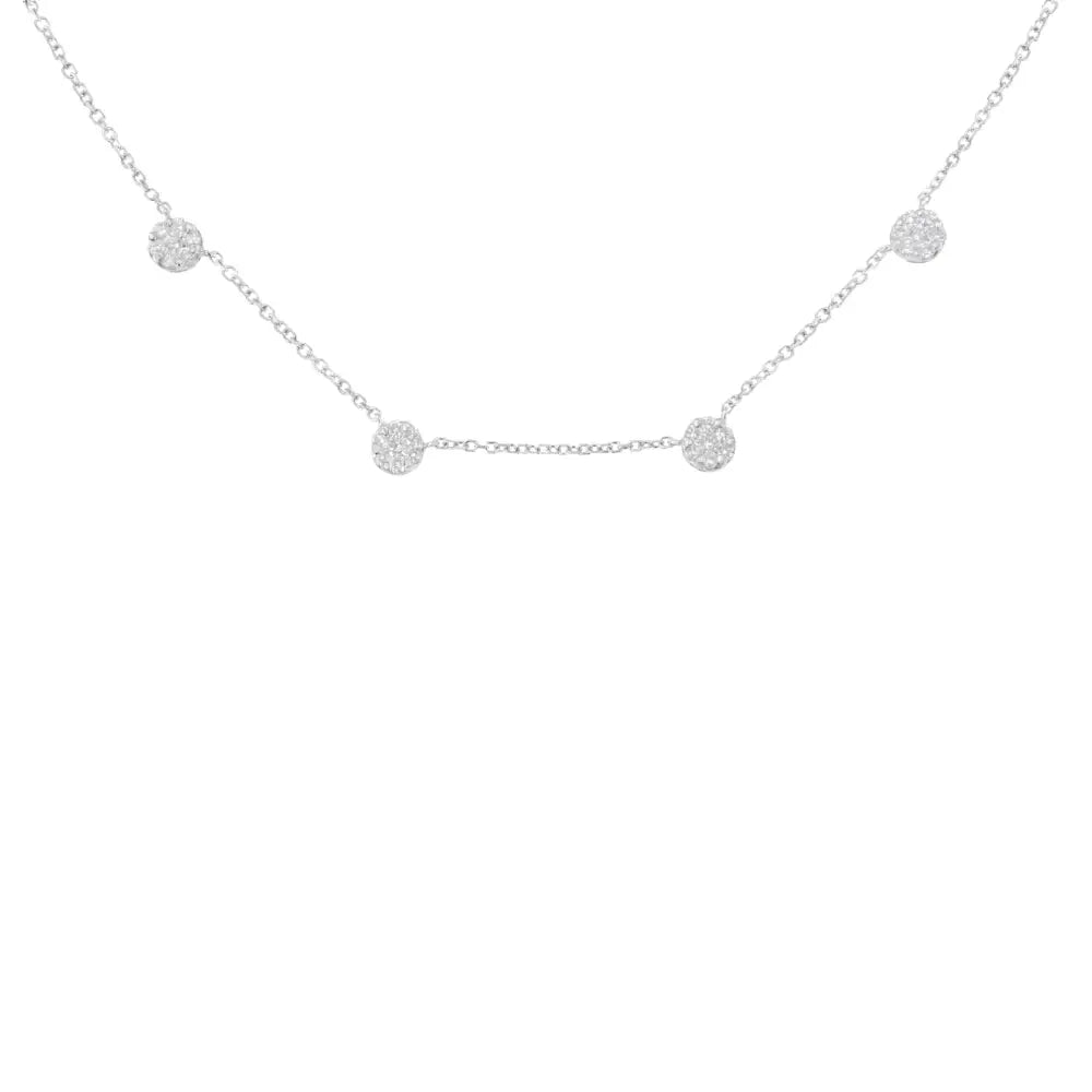 14k White Gold 1 1/10 Cttw Diamond Floral Cluster 4 Station Adjustable 16-18 Inch Necklace (h-i Color Si2-i1 Clarity)