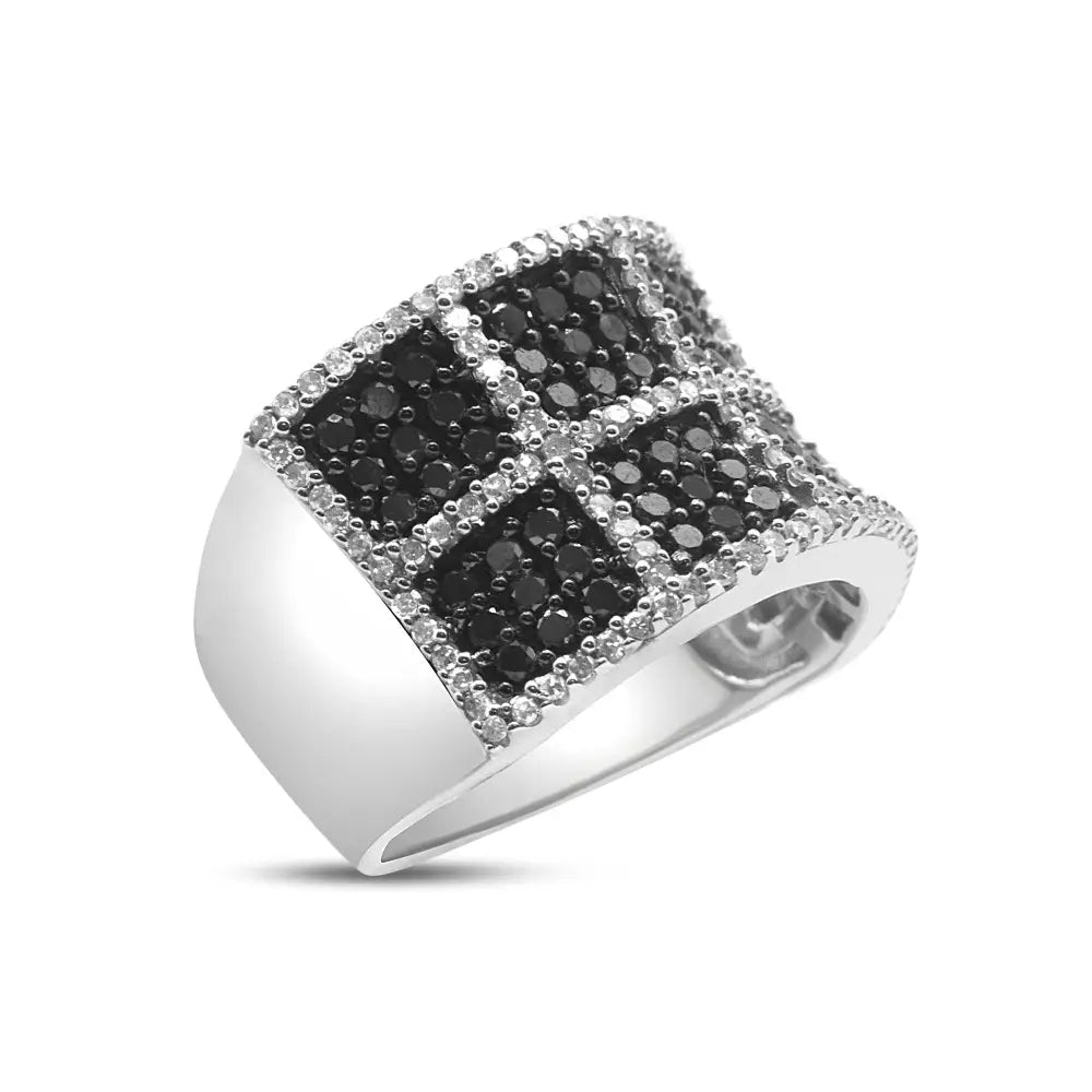 14k White Gold 1 1/2 Cttw and Treated Black Diamond Cocktail Ring (h-i Color I1-i2 Clarity) - 7 - Fine Jewelry us Direct