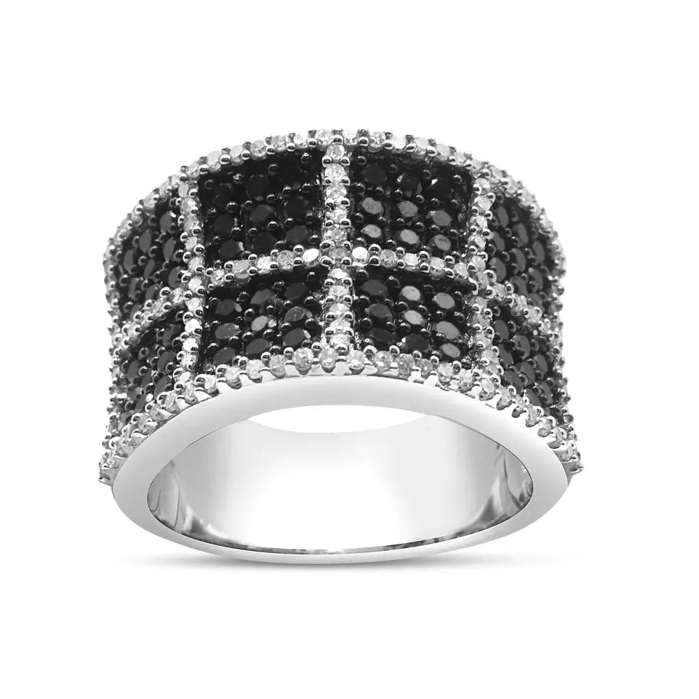 14k White Gold 1 1/2 Cttw and Treated Black Diamond Cocktail Ring (h-i Color I1-i2 Clarity) - 7 - Fine Jewelry us Direct