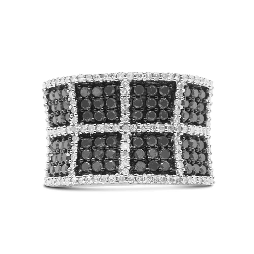 14k White Gold 1 1/2 Cttw and Treated Black Diamond Cocktail Ring (h-i Color I1-i2 Clarity) - 7 - Fine Jewelry us Direct