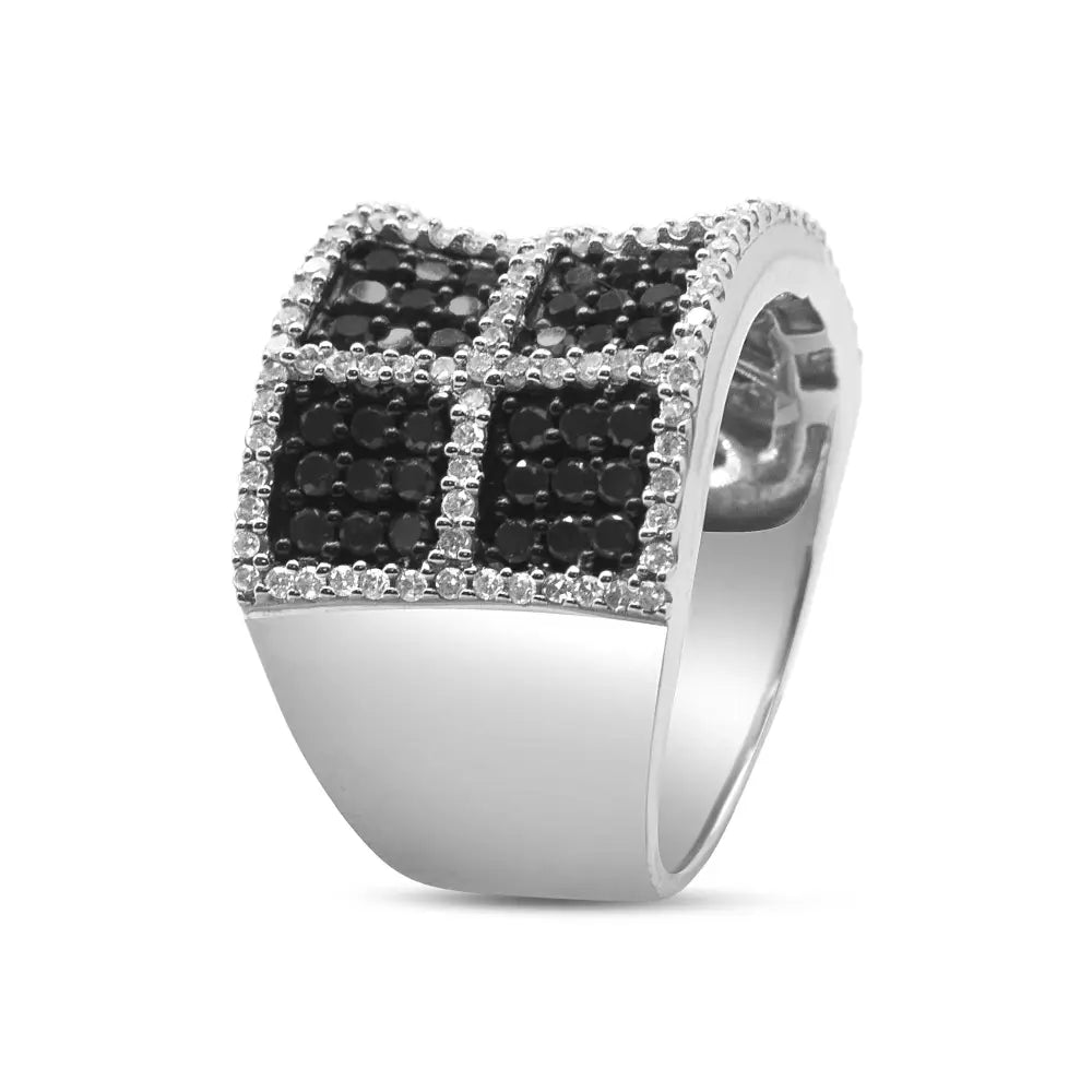 14k White Gold 1 1/2 Cttw and Treated Black Diamond Cocktail Ring (h-i Color I1-i2 Clarity) - 7 - Fine Jewelry us Direct