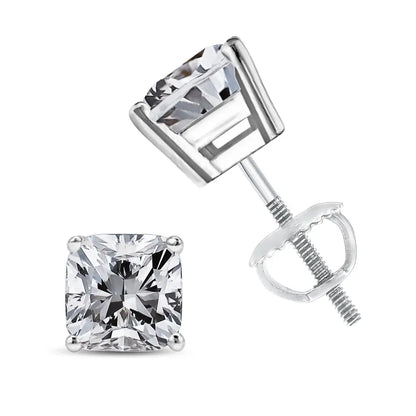 14k White Gold 1 1/2 Cttw Clarity Enhanced Princess Cut Diamond Solitaire Stud Earrings (i-j Color I1-i2 Clarity)