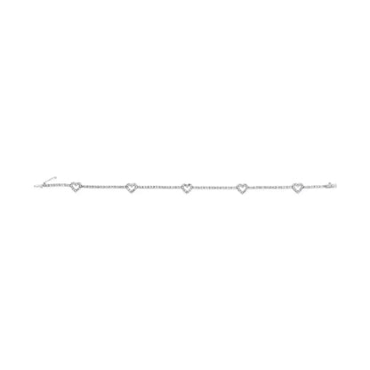 14k White Gold 1 1/2 Cttw Diamond Heart Station Strand Bracelet (h-i Color I1-i2 Clarity) - 7.5 Inches - Fine Jewelry