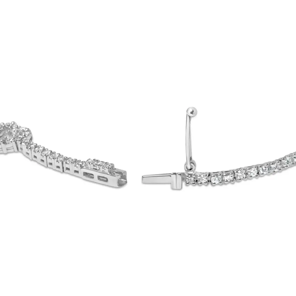 14k White Gold 1 1/2 Cttw Diamond Heart Station Strand Bracelet (h-i Color I1-i2 Clarity) - 7.5 Inches - Fine Jewelry