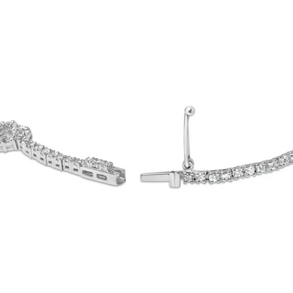 14k White Gold 1 1/2 Cttw Diamond Heart Station Strand Bracelet (h-i Color I1-i2 Clarity) - 7.5 Inches - Fine Jewelry