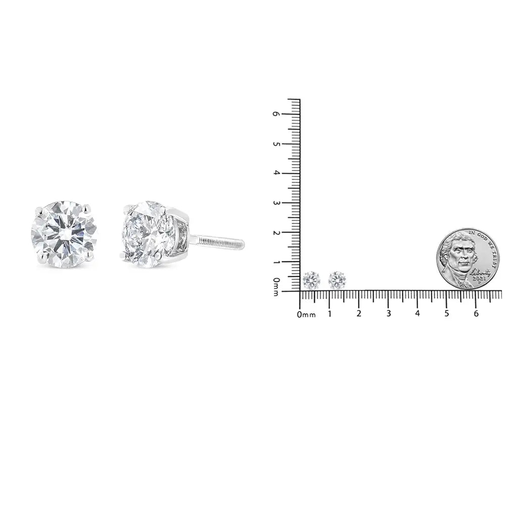 14k White Gold 1 1/2 Cttw Lab Grown Diamond Solitaire Stud Earrings with Screwbacks (f-g Color Vs2-si1 Clarity) - Fine