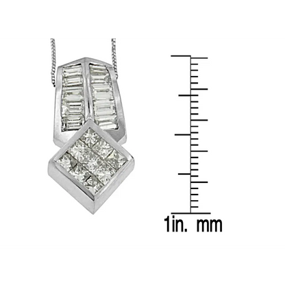 14k White Gold 1 1/2 Cttw Princess and Baguette Cut Diamond Multi-shape Pendant Necklace (g-h Vs1-vs2) - Fine Jewelry