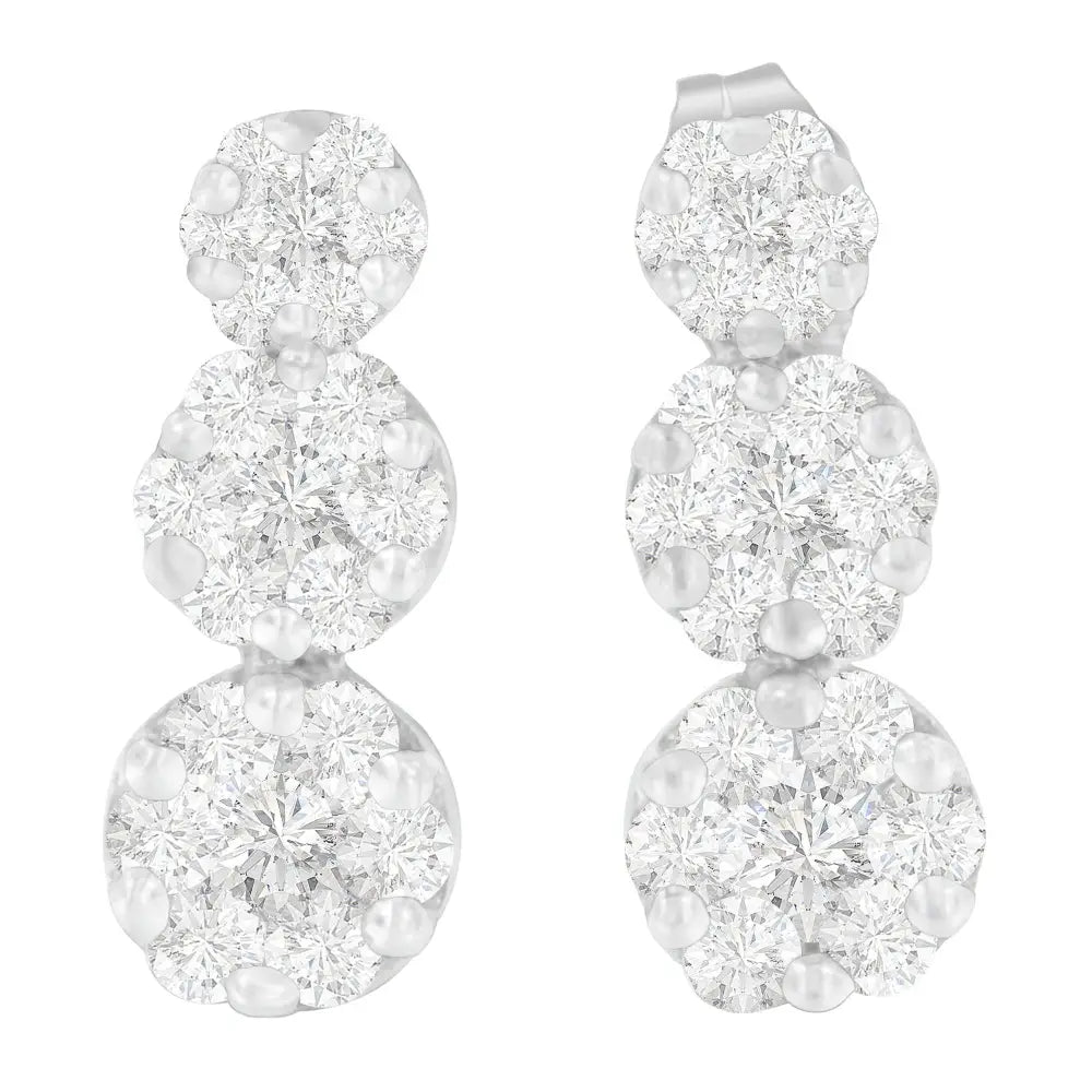 14k White Gold 1 1/2 Cttw Round Cut Diamond Earrings (h-i Si2-i1) - Fine Jewelry us Direct